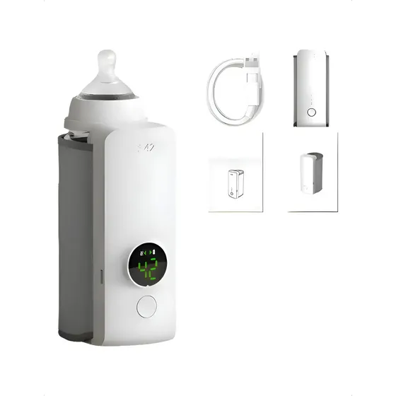 Calentador Portátil Inalámbrico Mamaderas LED LCD Blanco Bebés