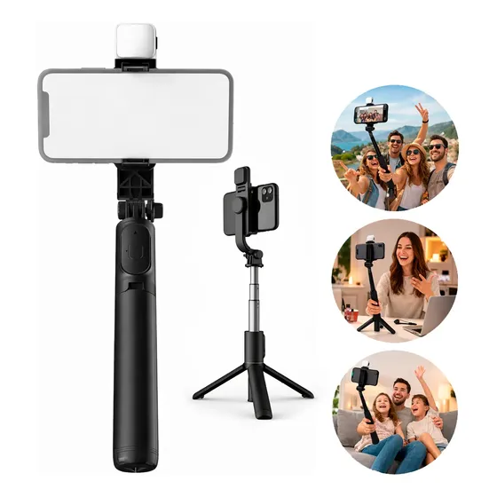 Palo Selfie Tripode Celular Bluetooth Luz Led Control Remoto