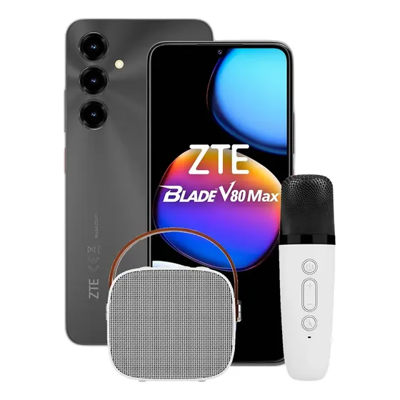 Combo Zte V80 Max 4+256gb Negro + Kit Karaoke Bt-030
