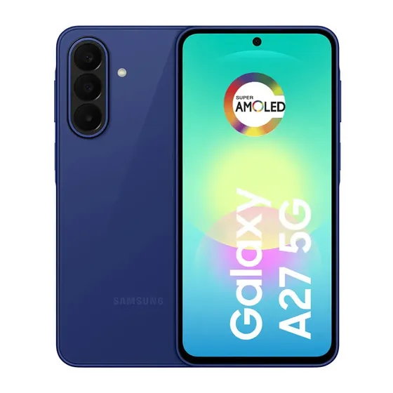 Teléfono celular Galaxy A27 Blue 5g 256gb, cámara triple de 50 MP, procesador Snapdragon 6 Gen 3, diseñado para durar