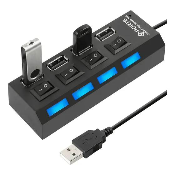 Hub Usb Multiplicador 4 Puertos Usb Luz Led Pc Notebook