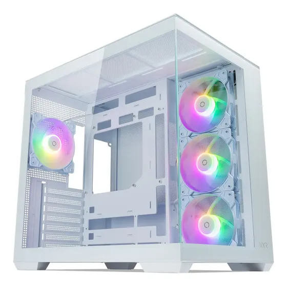 Gabinete Tecware Vxr Evo Doble Camara Atx 4 Coolers Argb Color Blanco