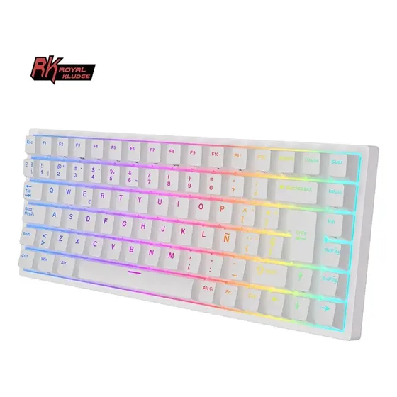 Teclado Mecánico 75% Inalámbrico RGB Royal Kludge RK84 Bluetooth/USB-C White Brown