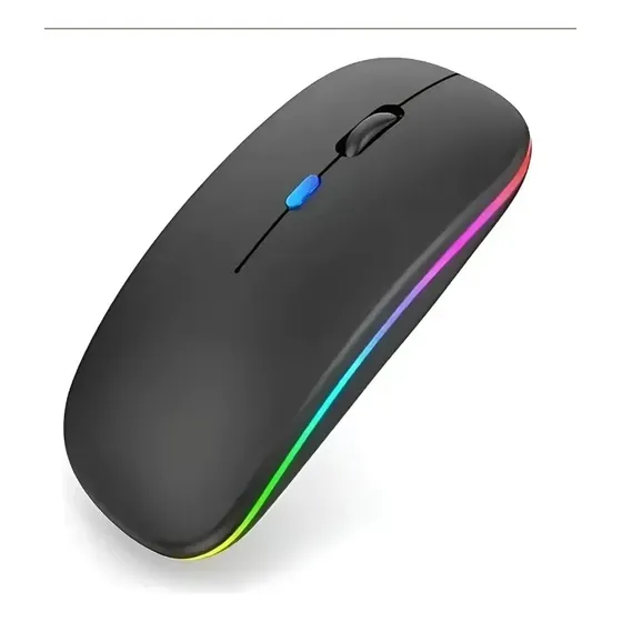 3pzs Ratón Silencioso Deoficina Mouse Inalámbrico Recargable, 2.4g Mouse Inalámbrico Recargable, Con Receptor Usb, Clic Silencioso, Luz De Respiración De Retroiluminación Colorida. (negro)