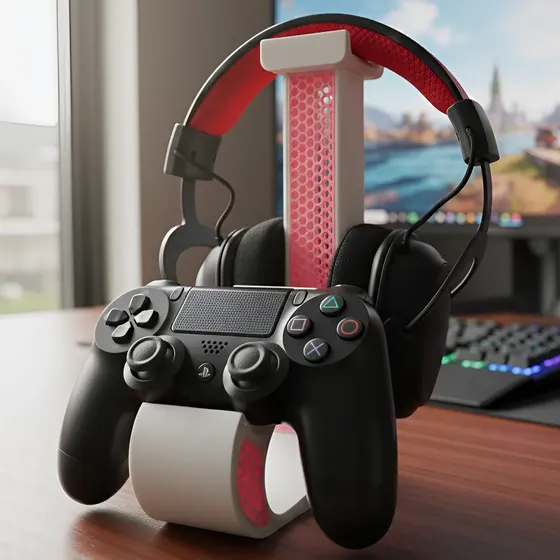 Soporte Para Auriculares Y Joystick Base Gamer Escritorio