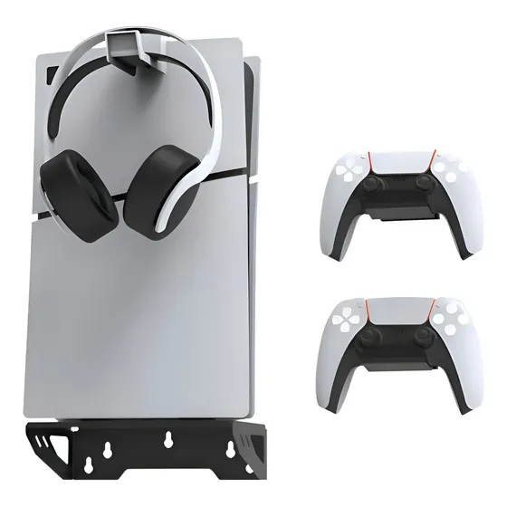 Soporte de Pared Dobe para PS5 Fat Slim Pro + 2 Soportes Joystick Negro