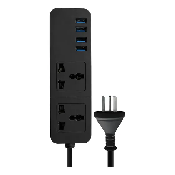Prolongador zapatilla de 6 tomas 4 USB Libercam ALARG-850 Color Negro