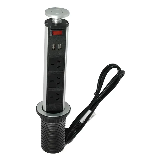Tomacorriente Oculto Estacion De Carga Telescopica Usb 220v Color Negro