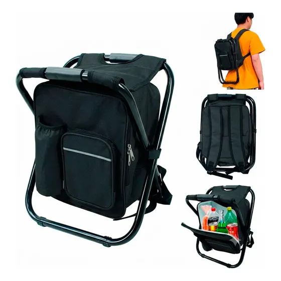 Silla De Camping Plegable Con Mochila Conservadora Termica