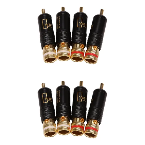 8 Conectores De Audio Y Vídeo Con Cierre Rca Black