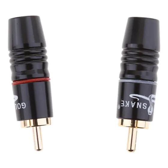 2 Piezas De Cobre Av Rca Plug Conector Chapado