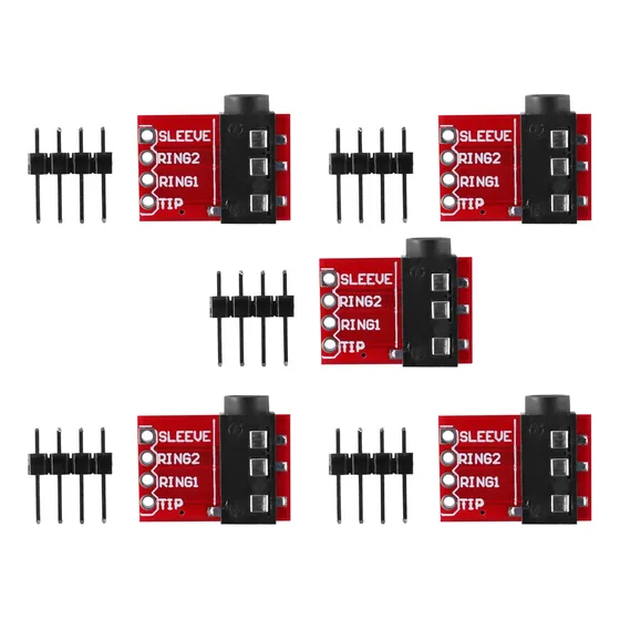 5 Auriculares Trrs De 3,5 Mm, Conector Breakout Board, Vídeo Rojo