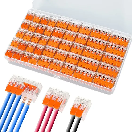 90pz Conector De Empalme Electricos Rapidos Palanca Naranja