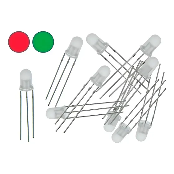 Pack 10 Leds 5mm Bicolor Rojo Verde Catodo Comun Nubbeo
