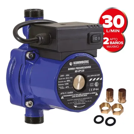 Bomba Presurizadora Elevadora 2 Baños Presion Kommberg 120w KB-EP120