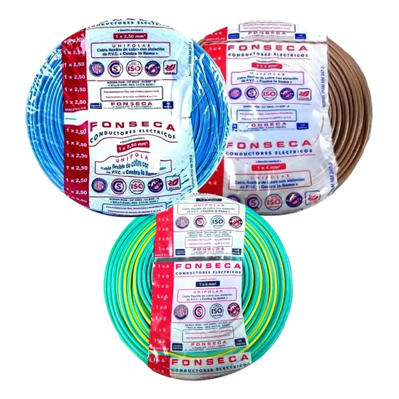 Cable Unipolar 2,5 Mm X 25m Fonseca Pack X 3 Colores Iram