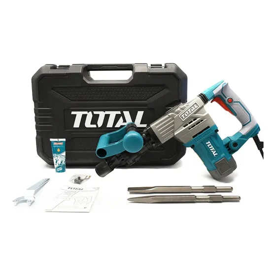 Martillo Demoledor TOTAL Alto Rendimiento 1300w Rompe Pavimento Incluye Maletín Cincel Hexagonal