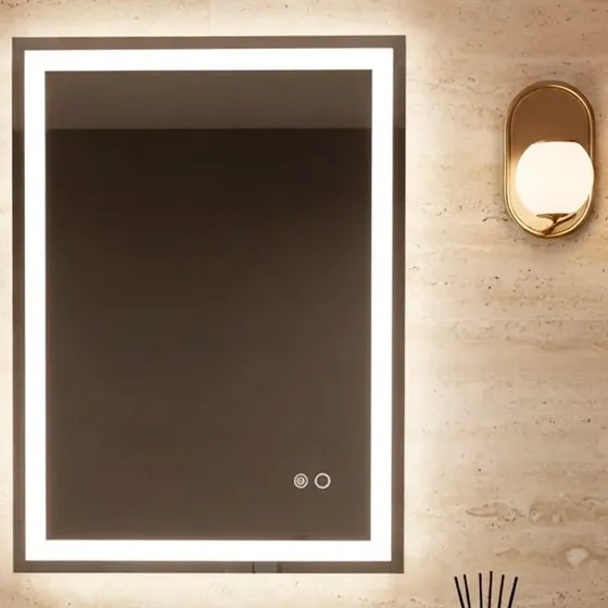 Espejo Vertical Con Luz Led Desempañador Tactil Baño 50x70cm