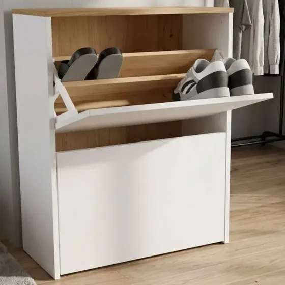 Zapatero Botinero Koa Home 12 Pares Melamina 2 Puertas Blanco Paraiso