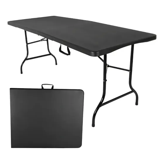 Mesa Plegable 180x70x74cm Exterior Camping Reforzada Niviko Negro