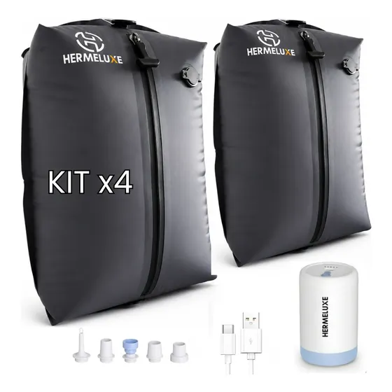 Kit 4 Bolsas De Compresión Carryon Bomba Aire Viajes Valija