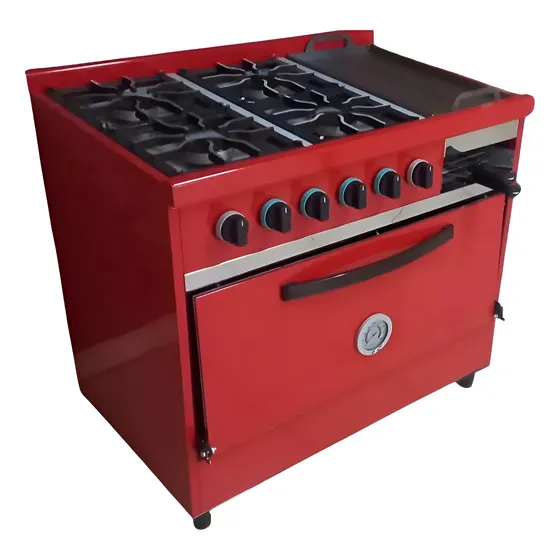 Cocina Industrial Gas EG 4 Hornallas y Plancha Roja 86cm