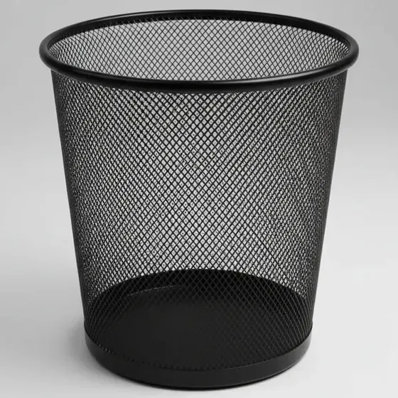 Cesto Papelero 26cm Cilindrico Metalico Reja Tacho Color Negro