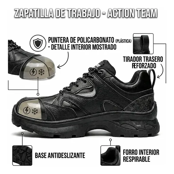 Zapatilla Action Team Trekking Y Trabajo Puntera Plástica