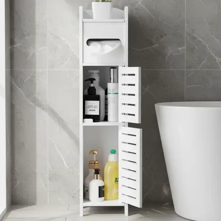 Mueble Organizador De Baño Estantería Botiquín Melamina Blanco