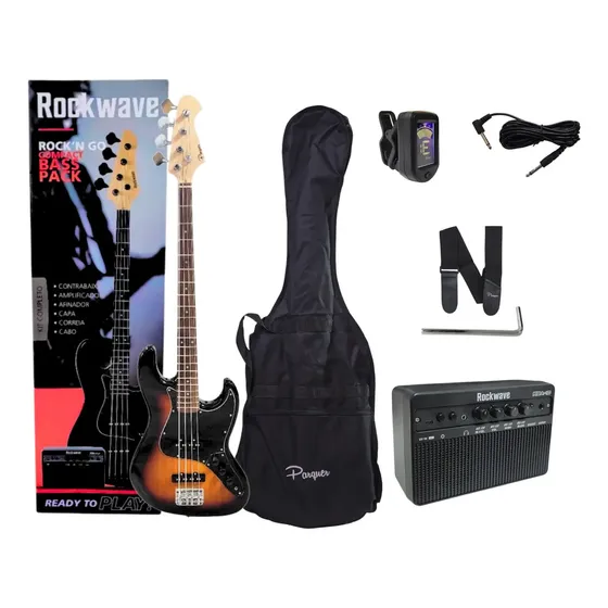 Combo Bajo Electrico Amplificador 20w Bluetooth Y Accesorios Diestro Naranja Laqueado 4