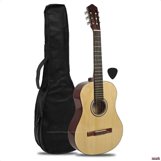 Guitarra Criolla Clasica Calidad Superior Funda Pua Manual Color NATURAL Il 4/4 GRANDE Orientación de la mano Para diestro