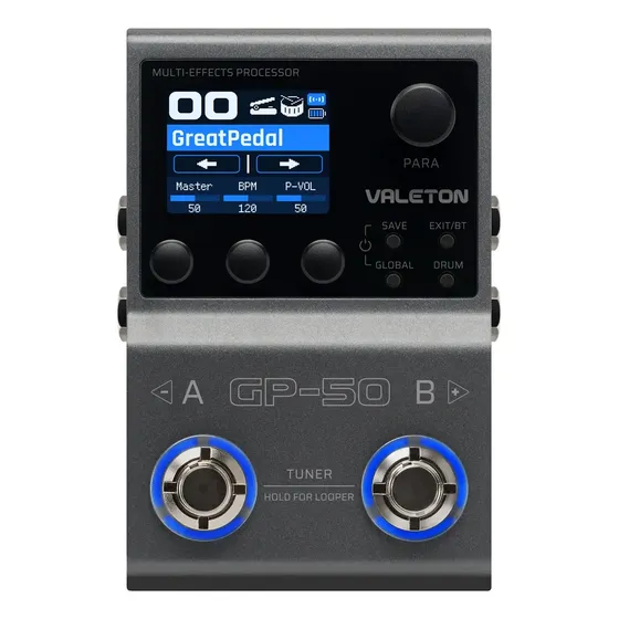Valeton Gp50 Pedal De Efectos Multiuso Para Guitarra Negro