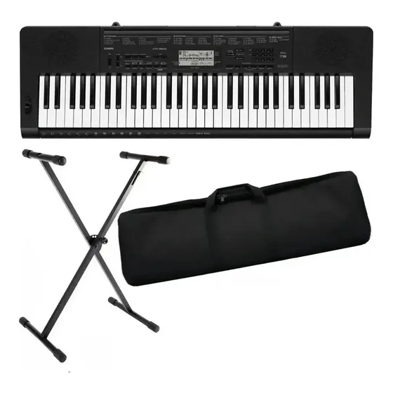Casio Ctk3500 Teclado 61 Teclas Sensitivo Con Funda Y Soport Color Negro