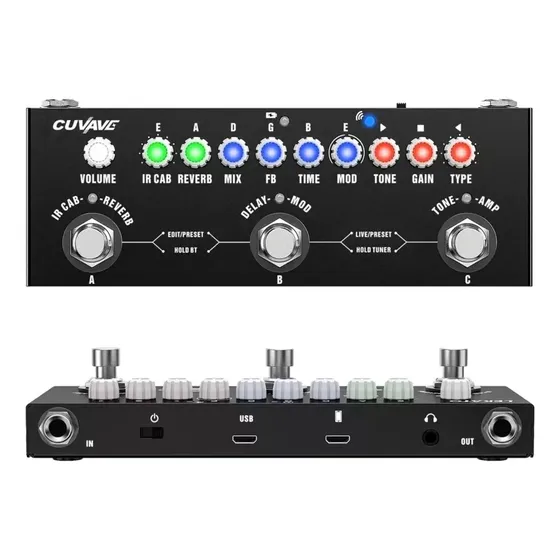 Pedal De Efeito M-vave Cube Baby Guitarra Multifuncional Azul