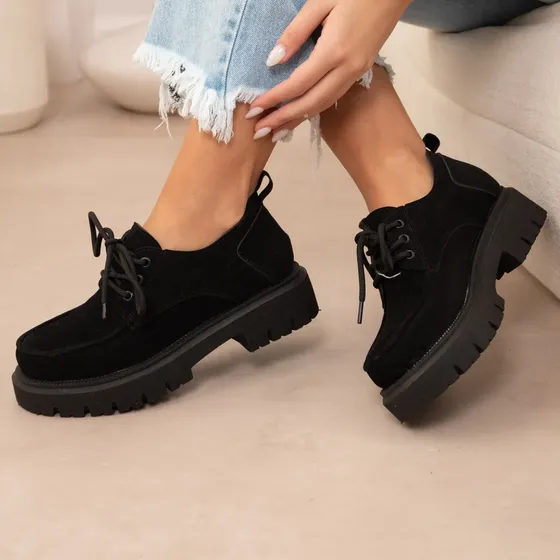 Zapato Moda Mujer Plataforma Mocasín Acordonado