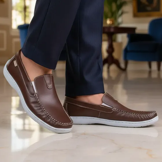 Zapatos De Hombre Nauticos Cuero Vacuno Con Elastico (23/273