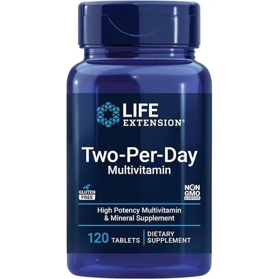 Vitamina Life Extension Multivitamínico Two Per Day en tabletas Sin sabor x 1g de 120 un
