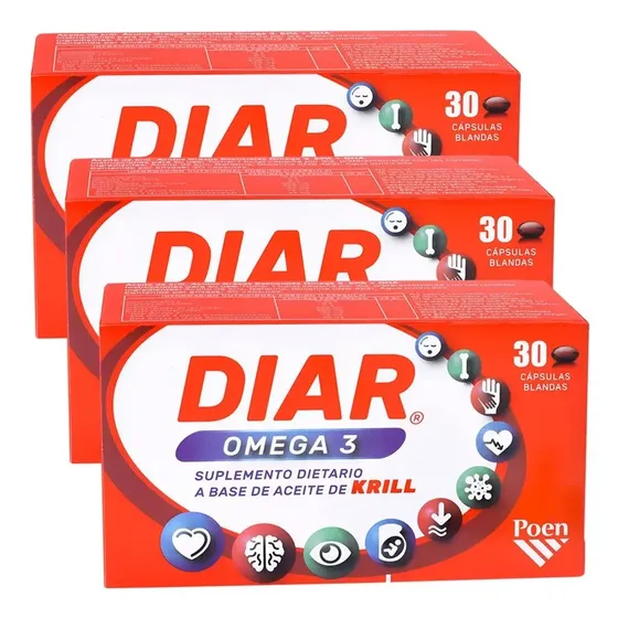 Pack Diar Omega 3 Aceite De Krill Puro Premium 90 Cápsulas