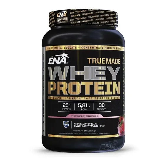 Proteina ENA Sport True Made Whey Protein sabor strawberry milkshake en pote de 930g