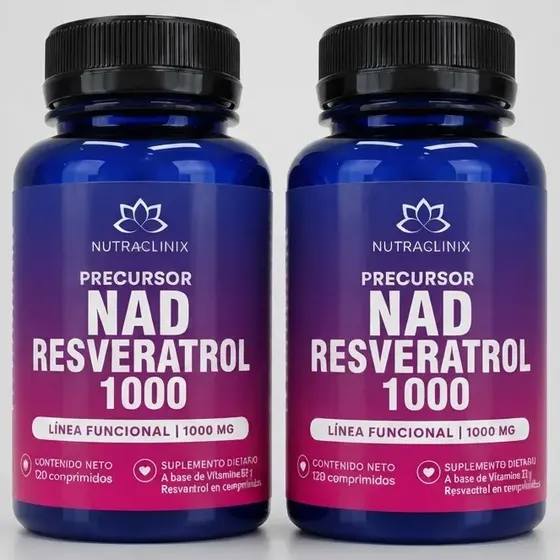 Nad+ Resveratrol 1000mg Nutraclinix  120 Comp Por Pote