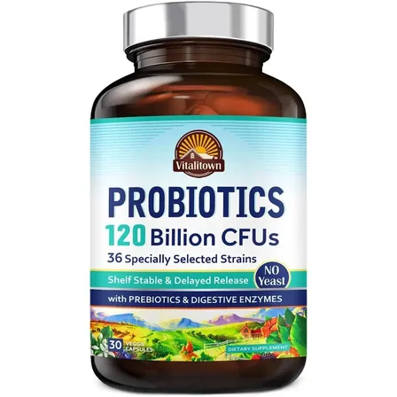 Probióticos con Prebióticos y Enzimas Digestivas 30 Cápsulas Vitalitown Sin Sabor