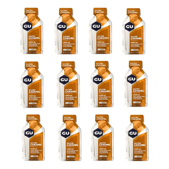 Combo X12 Energy Gel Gu Aminoacidos Minerales Sabor Salted Caramel