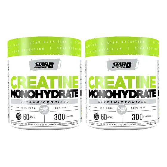 Combo Star Nutrition Creatina Monohydrate Pote 300grs Sabor Sin Sabor X 2 Unidades