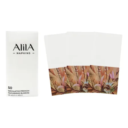 Pack Servilletas Premium Alila Kraft X100un + Color Blanco