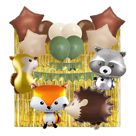 Combo De Globos Decoración Animales Del Bosque Woodland