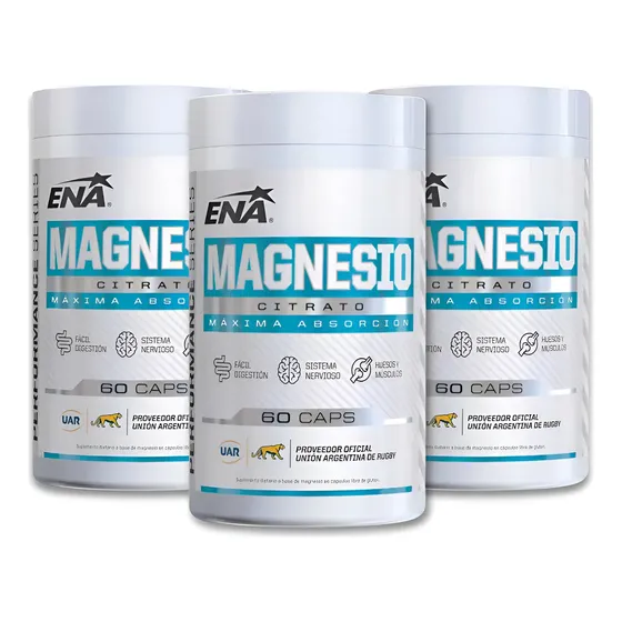 Citrato De Magnesio Ena Sport 60 Cápsulas X 3 Unidades
