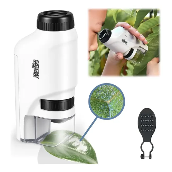 Microscopio Mini Portátil Zoom Óptico 60-120x Luz Led Lente