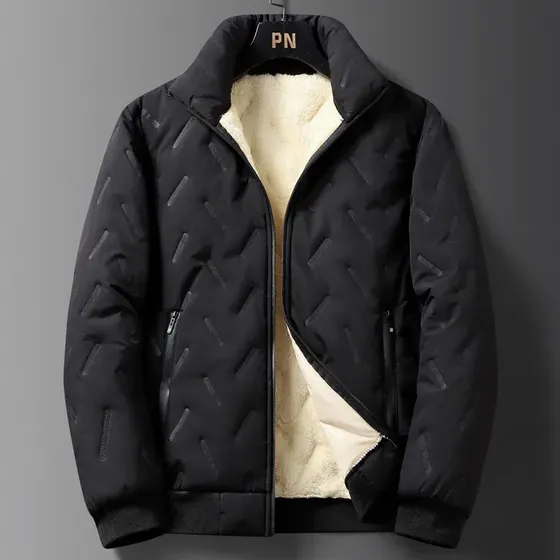 Chaqueta Acolchada Con Forro Polar De Invierno Para Hombre, Cuello Alto, Abrigo Cálido