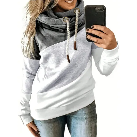 Buzo Con Capucha Tipo Canguro Para Mujer Con Cuello Alto Y Cordón
