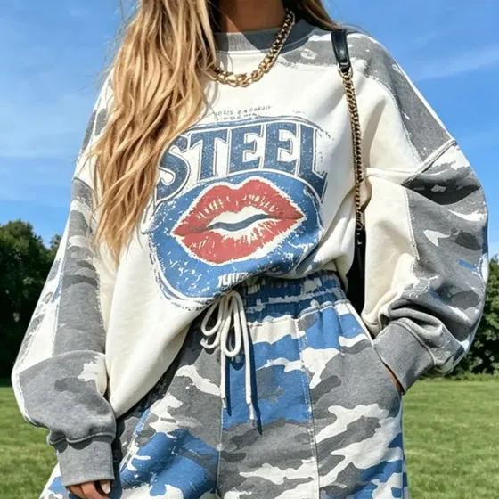 Sudadera Con Pantalón 2 Piezas Mujer Holgada Cuello Redondo